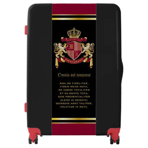Make Your Own Coat of Arms Red Gold Lion Emblem Luggage