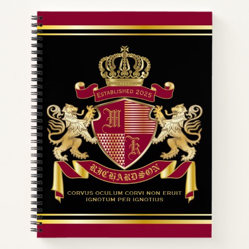 Make Your Own Coat of Arms Red Gold Lion Emblem Notebook