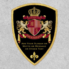 Make Your Own Coat of Arms Red Gold Lion Emblem Patch