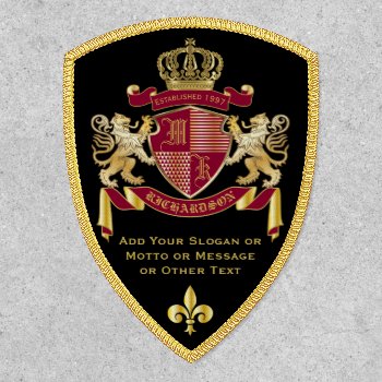 Make Your Own Coat Of Arms Red Gold Lion Emblem Patch by BCVintageLove at Zazzle