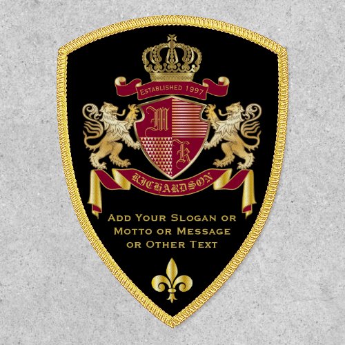 Make Your Own Coat of Arms Red Gold Lion Emblem Patch