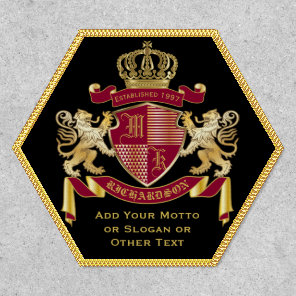 Make Your Own Coat of Arms Red Gold Lion Emblem Patch