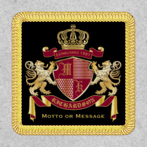 Make Your Own Coat of Arms Red Gold Lion Emblem Patch