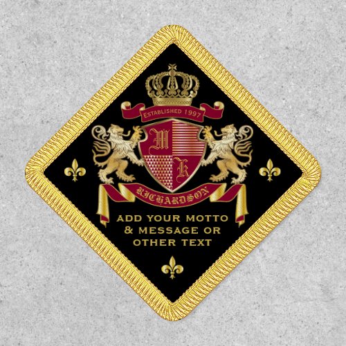 Make Your Own Coat of Arms Red Gold Lion Emblem Patch