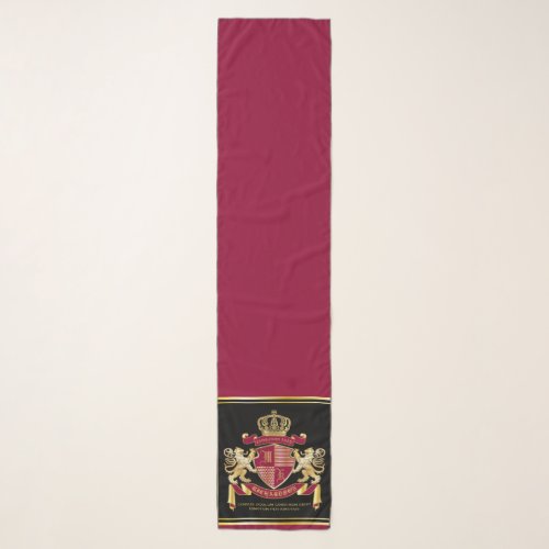 Make Your Own Coat of Arms Red Gold Lion Emblem Scarf