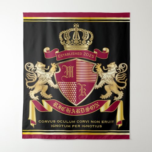 Make Your Own Coat of Arms Red Gold Lion Emblem Tapestry