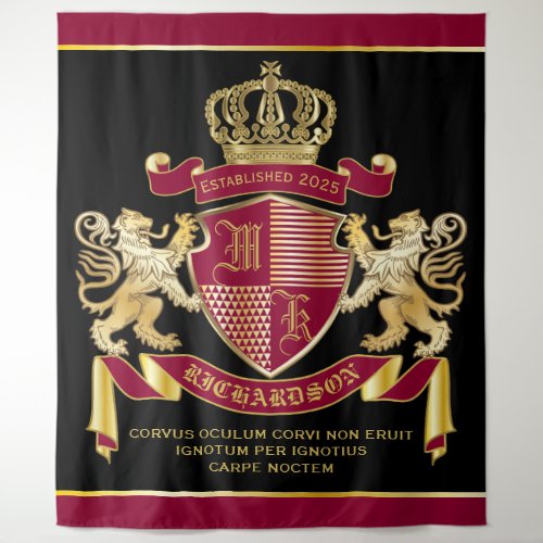 Make Your Own Coat of Arms Red Gold Lion Emblem Tapestry