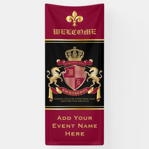 Make Your Own Coat of Arms Red Gold Unicorn Emblem Banner
