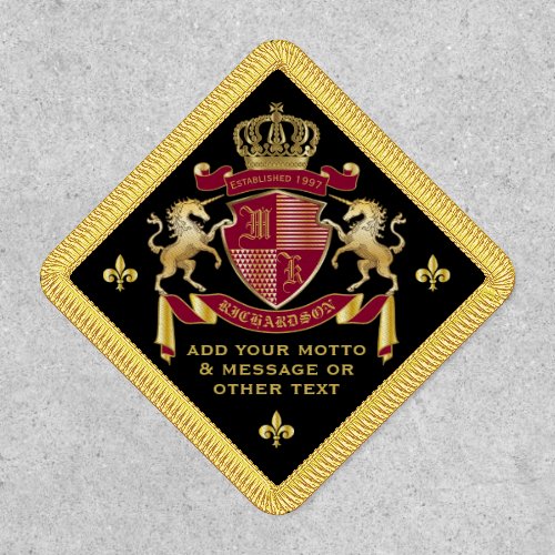 Make Your Own Coat of Arms Red Gold Unicorn Emblem Patch