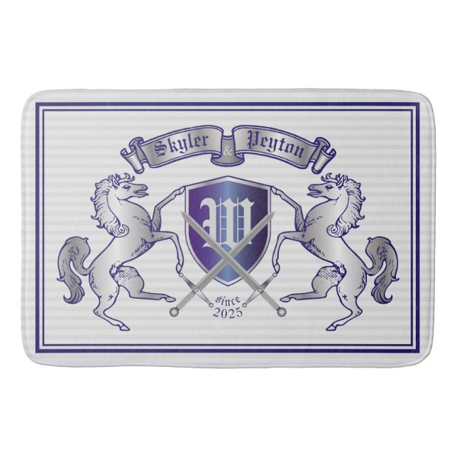 Make Your Own Coat of Arms Silver Horse Shield Bath Mat (Front)