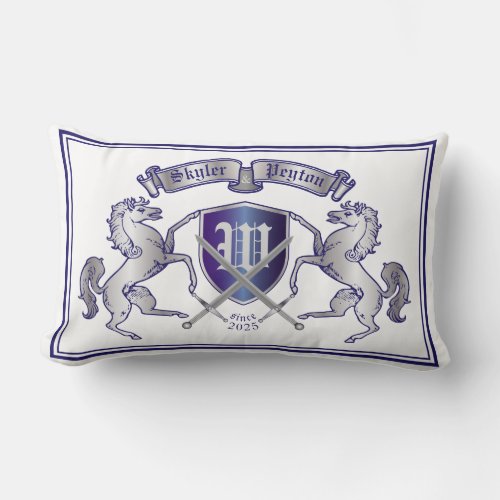 Make Your Own Coat of Arms Silver Horse Shield Lumbar Pillow