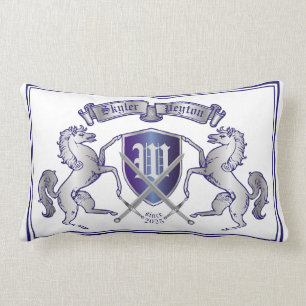 Make Your Own Coat of Arms Silver Horse Shield Lumbar Pillow