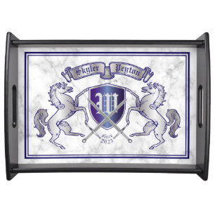 Make Your Own Coat of Arms Silver Horse Shield Serving Tray