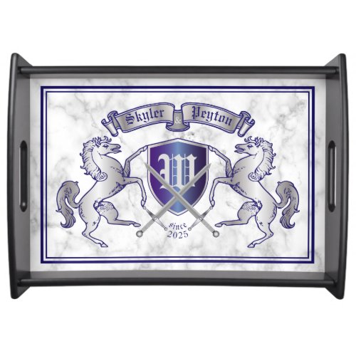 Make Your Own Coat of Arms Silver Horse Shield Serving Tray