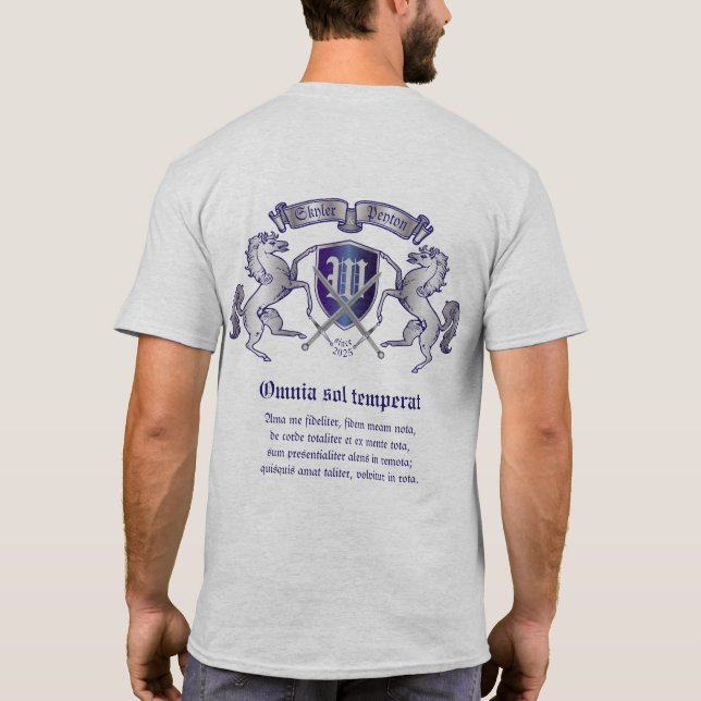 Make Your Own Coat of Arms Silver Horse Shield T-Shirt (Back)