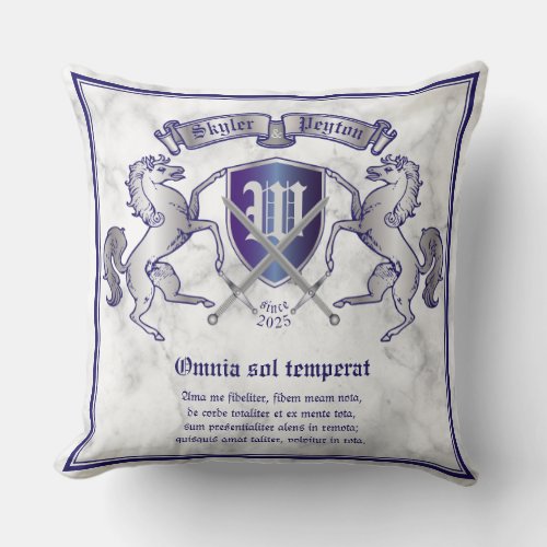 Make Your Own Coat of Arms Silver Horse Shield Throw Pillow