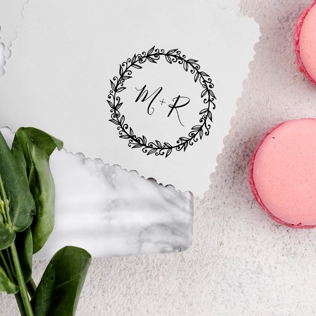 Make Your Own Custom Calligraphy Wedding Initials Rubber Stamp (Creator Uploaded)