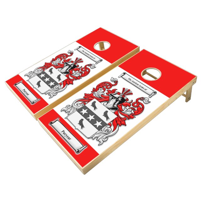 Make your own Custom Family Crest Cornhole Set (Angled)