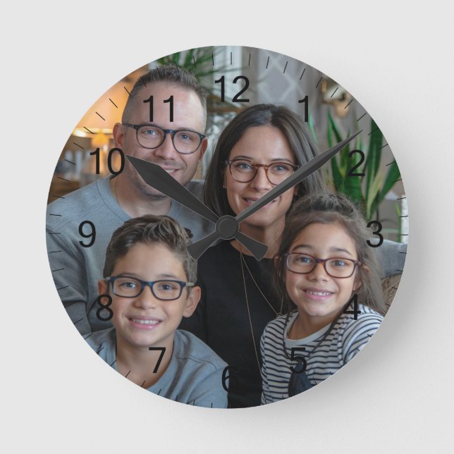 Make Your Own Custom Family Photo Personalized  Round Clock (Front)