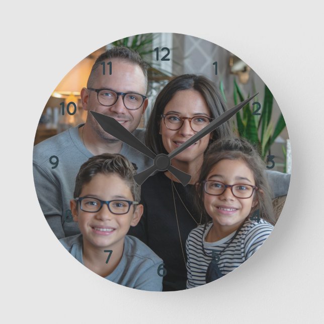 Make Your Own Custom Family Photo Personalized  Round Clock (Front)