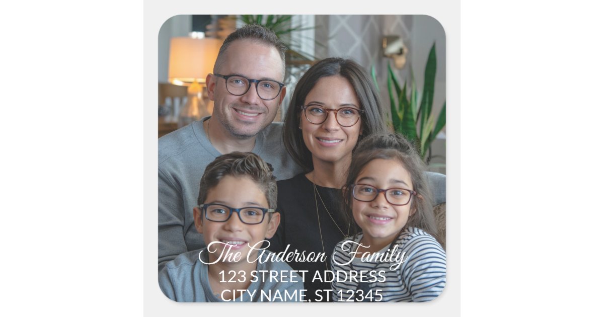 Make Your Own Custom Family Photo Personalized Square Sticker | Zazzle