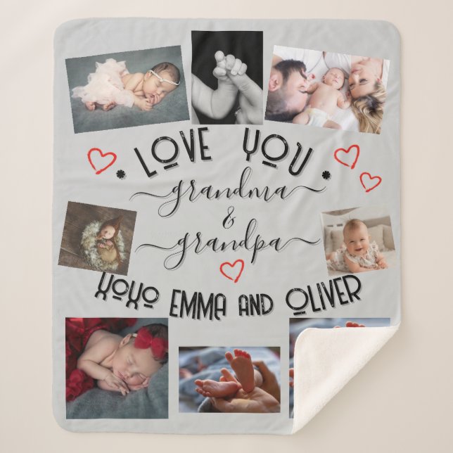 ✨Make Your Own Custom LOVE YOU GRANDMA & GRANDPA Sherpa Blanket (Front)