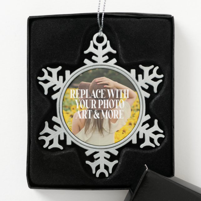 Make your own custom made personalized snowflake pewter christmas ornament (Box)