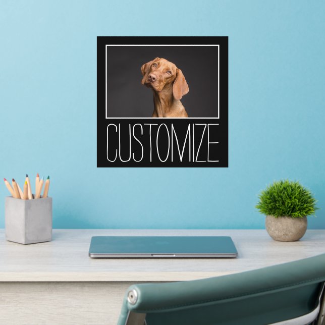 Make Your Own Custom Photo Picture and Text Black Wall Decal (Home Office 2)