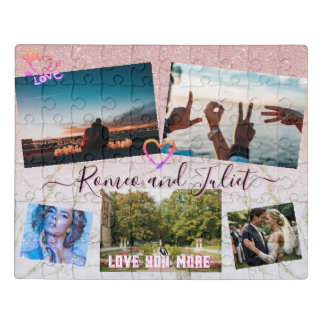 Make Your Own Customize LOVE YOU MORE Pics Collage Jigsaw Puzzle