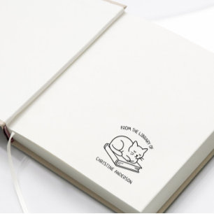 Make Your Own   Cute Cat   From The Library Of Self-inking Stamp