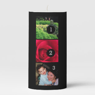 Make your own decor easily with 3 images on a pillar candle