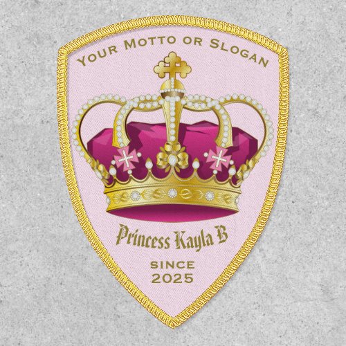 Make Your Own Elegant Gold Pink Crown Pearls Girly Patch