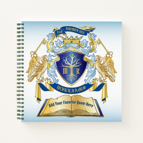 Make Your Own Emblem Tree Book Key Crown Gold Blue
