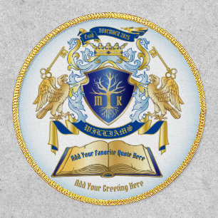 Make Your Own Emblem Tree Book Key Crown Gold Blue Patch