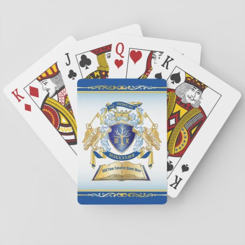 Make Your Own Emblem Tree Book Key Crown Gold Blue Playing Cards