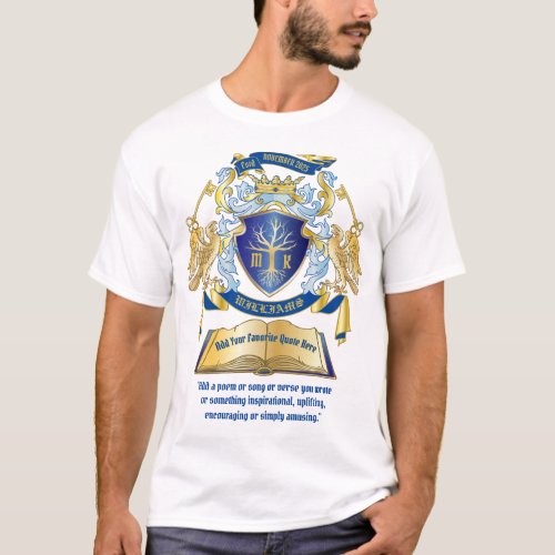 Make Your Own Emblem Tree Book Key Crown Gold Blue T_Shirt