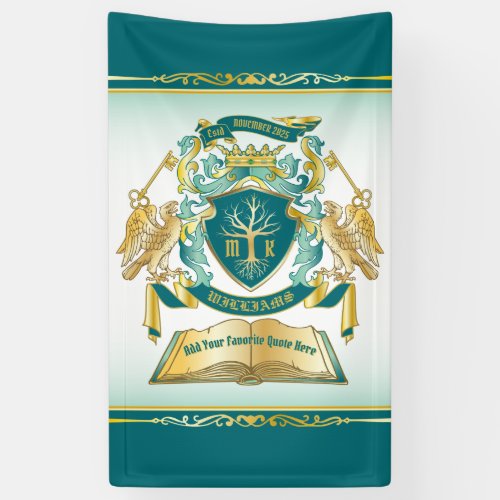 Make Your Own Emblem Tree Book Key Crown Gold Jade Banner