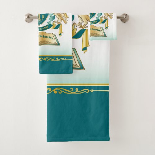 Make Your Own Emblem Tree Book Key Crown Gold Jade Bath Towel Set