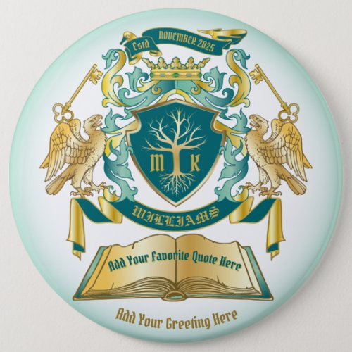 Make Your Own Emblem Tree Book Key Crown Gold Jade Button