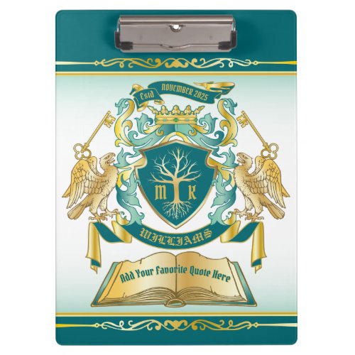 Make Your Own Emblem Tree Book Key Crown Gold Jade Clipboard