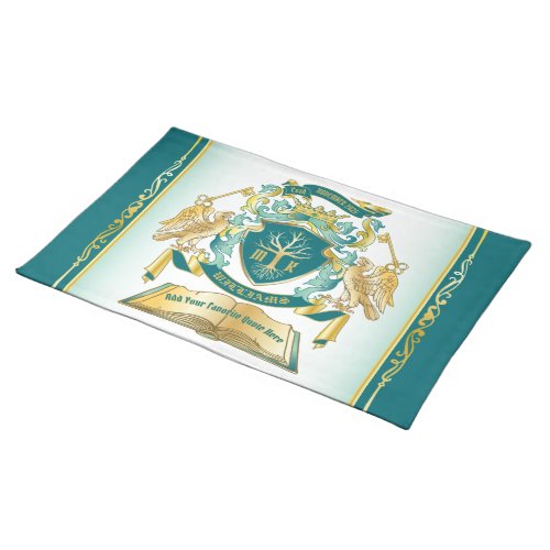 Make Your Own Emblem Tree Book Key Crown Gold Jade Cloth Placemat