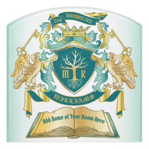Make Your Own Emblem Tree Book Key Crown Gold Jade Door Sign