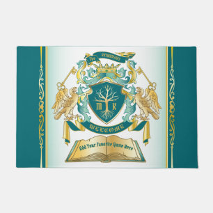 Make Your Own Emblem Tree Book Key Crown Gold Jade Doormat