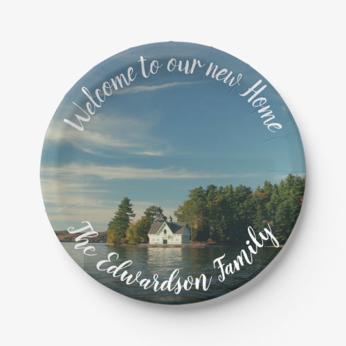 Make your own family name welcome to new home paper plates