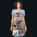 Make your own family photo collage and name pink apron<br><div class="desc">Make your own family photo collage and name blush pink all-over print Apron. Just change photos and name! All photos except one are of Photography © Storytree Studios,  Stanford,  CA</div>