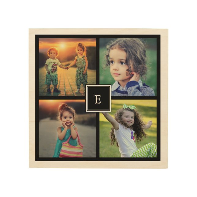 Make your own family photo collage monogram wood wall art (Front)