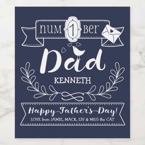 Make Your Own Fathers Day No 1 Dad Cute Monogram Wine Label