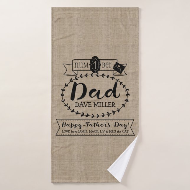 Make Your Own Father’s Day Number 1 Dad Monogram Bath Towel (Bath Towel)