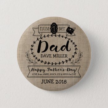 Make Your Own Father’s Day Number 1 Dad Monogram Button by BCVintageLove at Zazzle