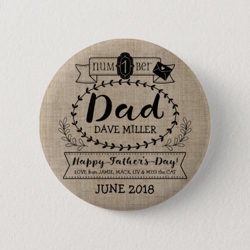 Make Your Own Fathers Day Number 1 Dad Monogram Button
